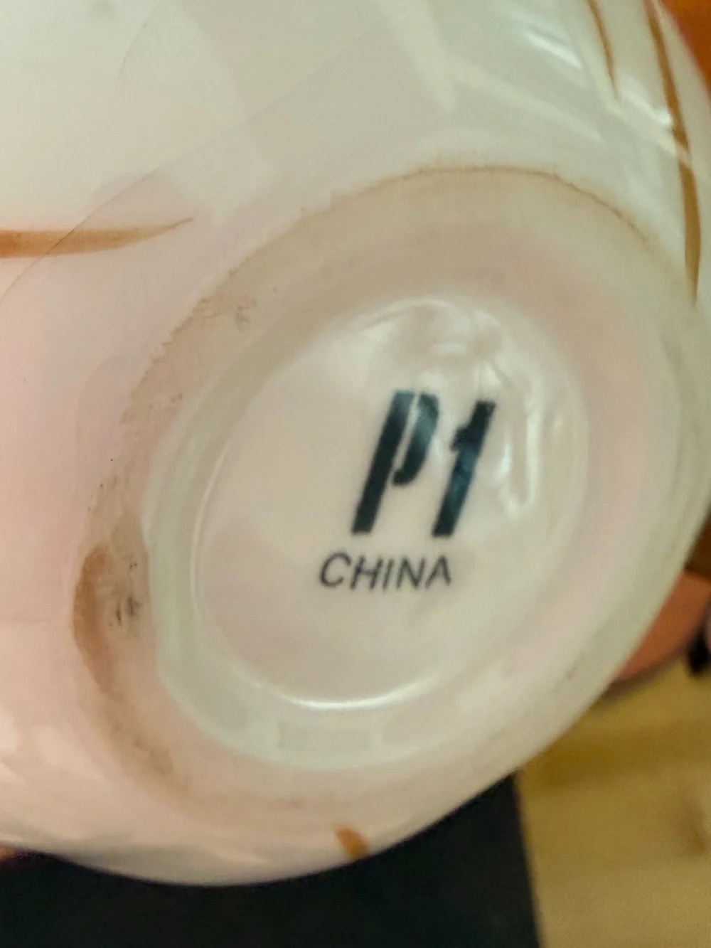 Pier 1 White and Brown Ceramic Mug 3 D tail handle  hand painted, Playful Design